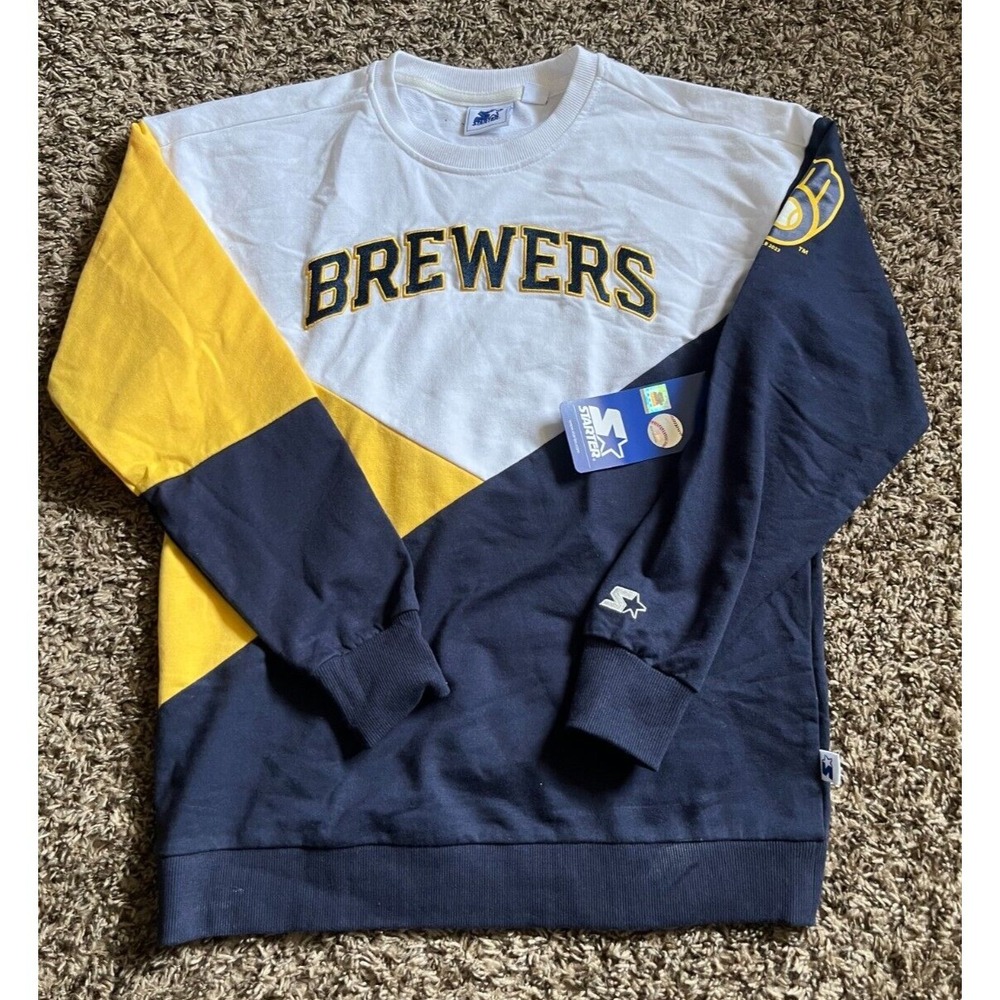NEW Starter Milwaukee Brewers MLB Women's Long Sleeve Crewneck Sweater (XS)